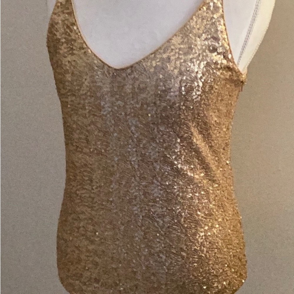 Six crisp days, matte gold sequin tank sz Large